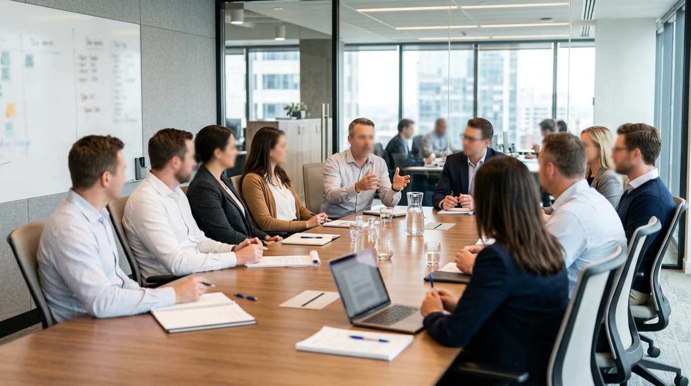 Business team having a meeting around a conference table in an office